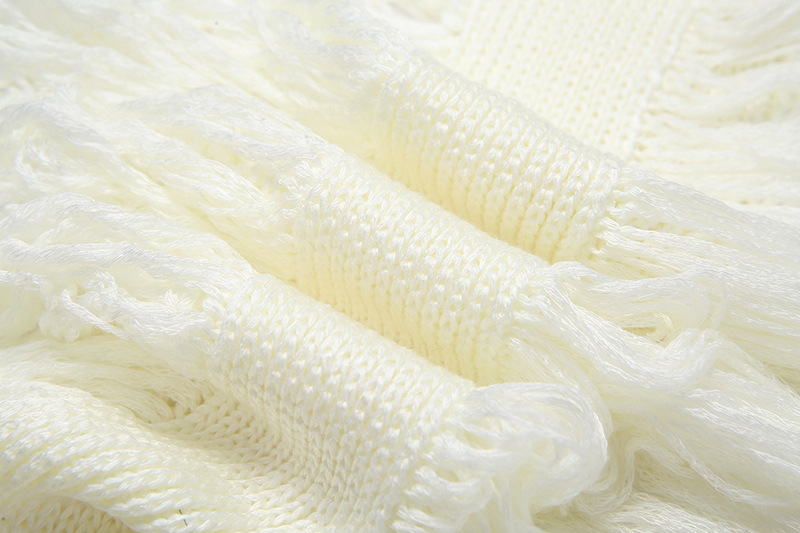 Women's Openwork Shoulder Strap Fringed Slim Dress