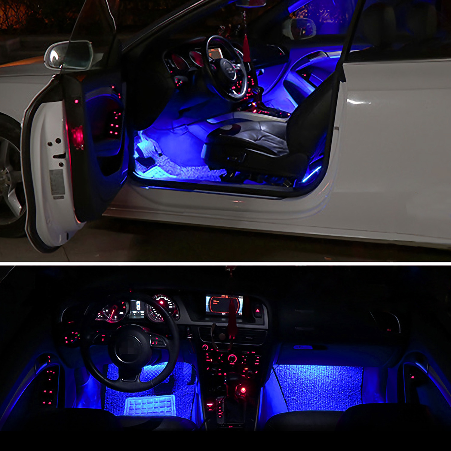4Pcs Car Interior LED Atmosphere Light Car Charge Decorative Lamp DC 12V Blue Light — foto 6