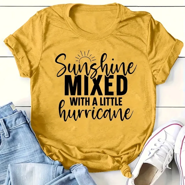 Women's Yellow Round Neck Short Sleeve T Shirt Casual Summer Top With English Print Yellow - Shop at LoveMi