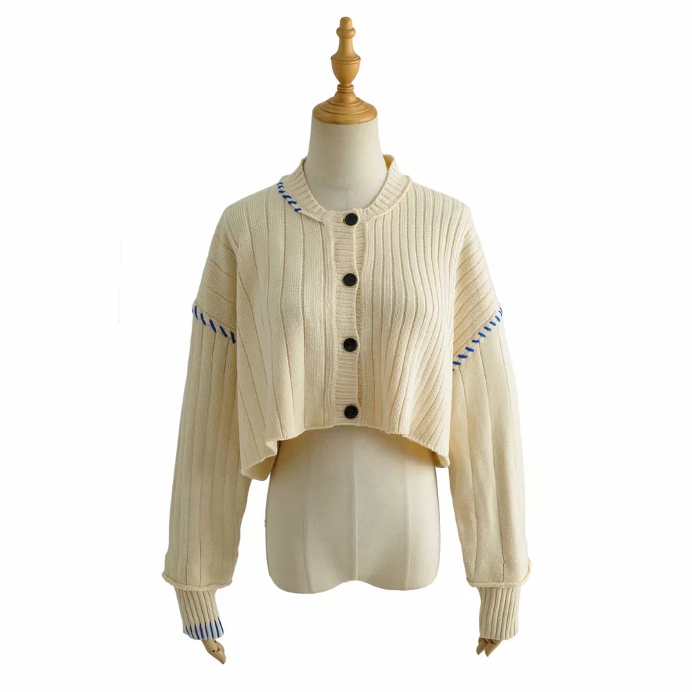 Single-breasted High-waist Long-sleeved Knitted Sweater Coat