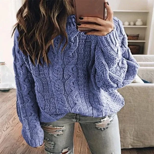 European And American Fashion Solid Color Knitted Top Women's Clothing Light Blue - Shop at LoveMi