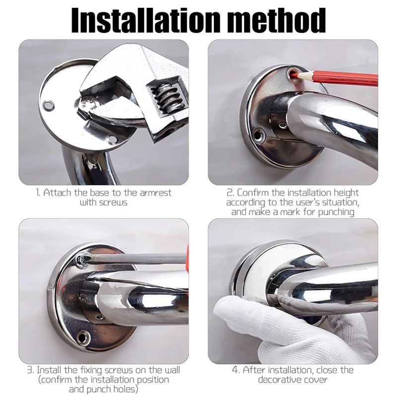 50cm Bathroom Grip Shower Tub Grab Bar Safe Handle Handrail Rail Disabled UK