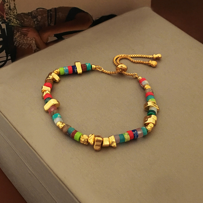 Vintage Colored Stone Beaded Hand Necklace