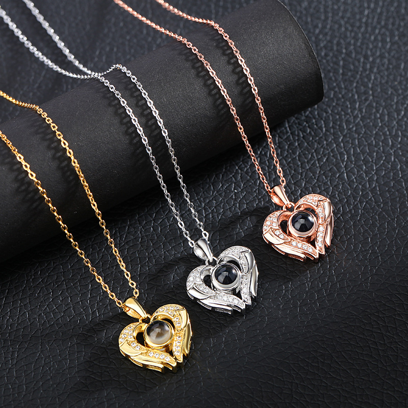 Silver 100 Languages I Love You Love Wings Projection