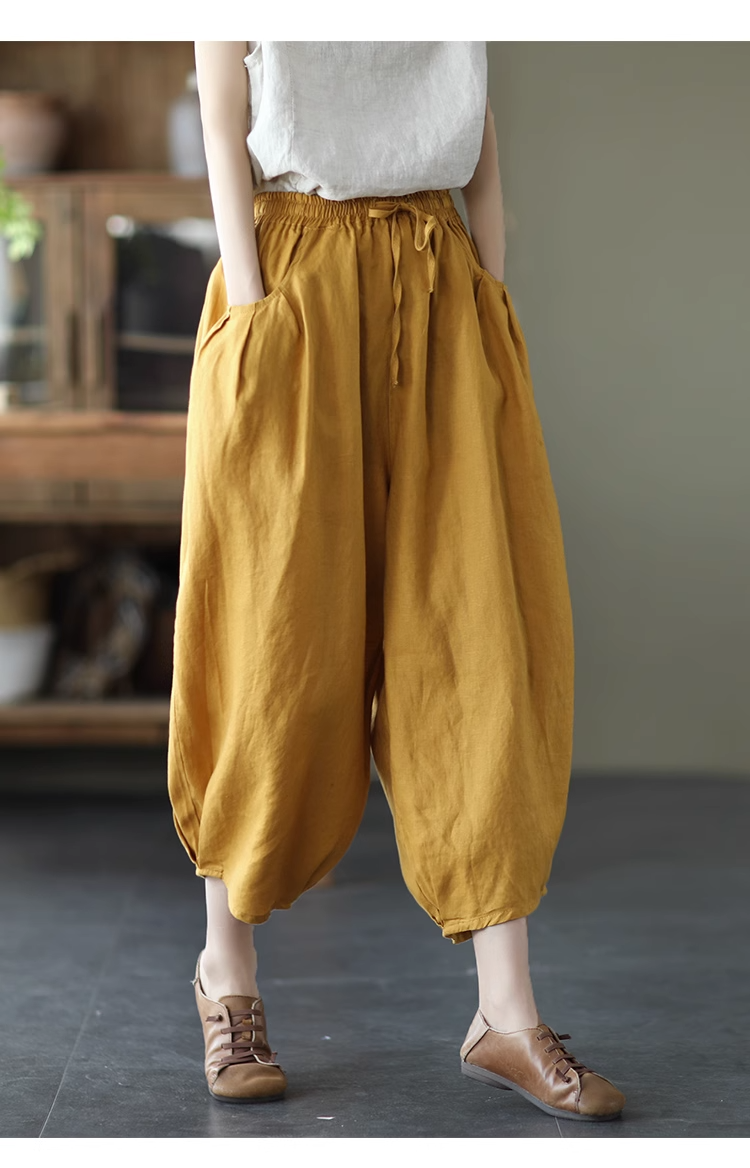 Title 3, Cotton Harem Pants Linen Loose Bloomers