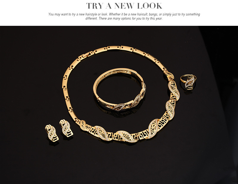 Four-piece Set Of New Hot Style Earrings Bracelets And Rings