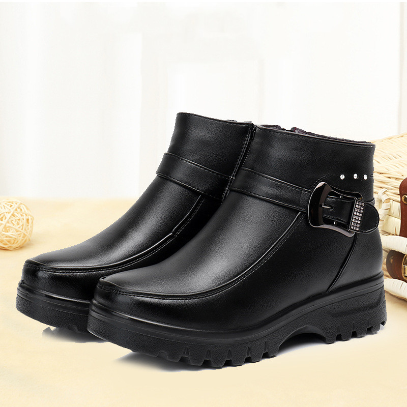 Comfortable Warm Elderly Grandma Flat Shoes Black - Shop at LoveMi