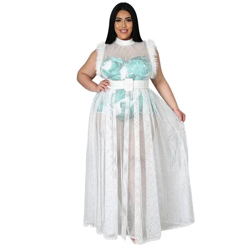 Women's Fashionable Temperament Mesh Plus Size Dress