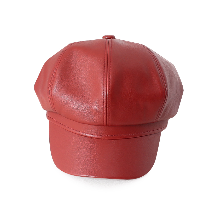 British Retro PU Leather Ladies Beret Red - Shop at LoveMi