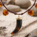 Boho Leather Cord Necklace For Women Vintage Resin Wolf Tooth Pendant Choker Amber Heart Beads Charm Necklace Long Layering Tribal Bohemian Statement Jewelry view 6