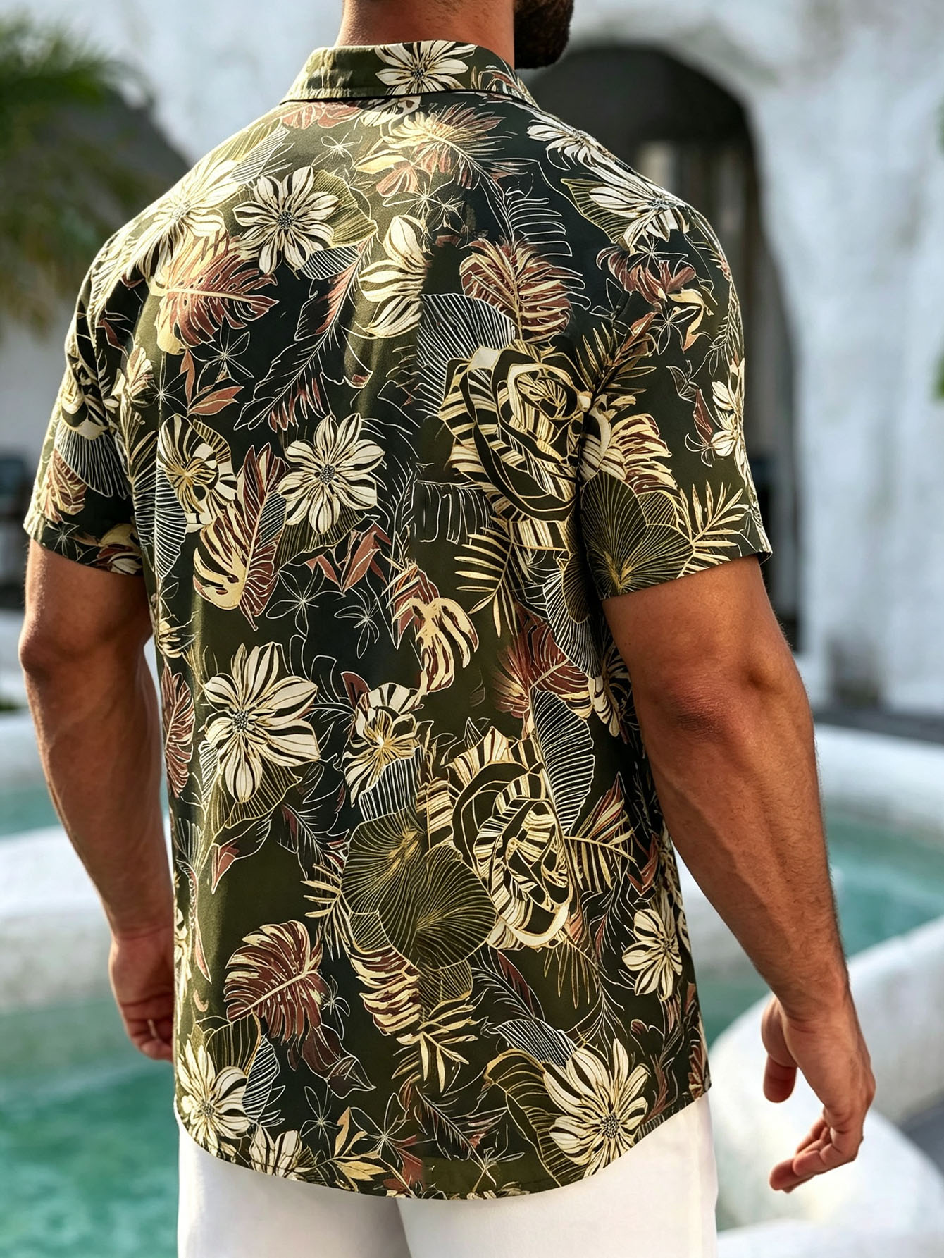 ["Hawaiian shirt","tropical print shirt","vacation wear for men"]