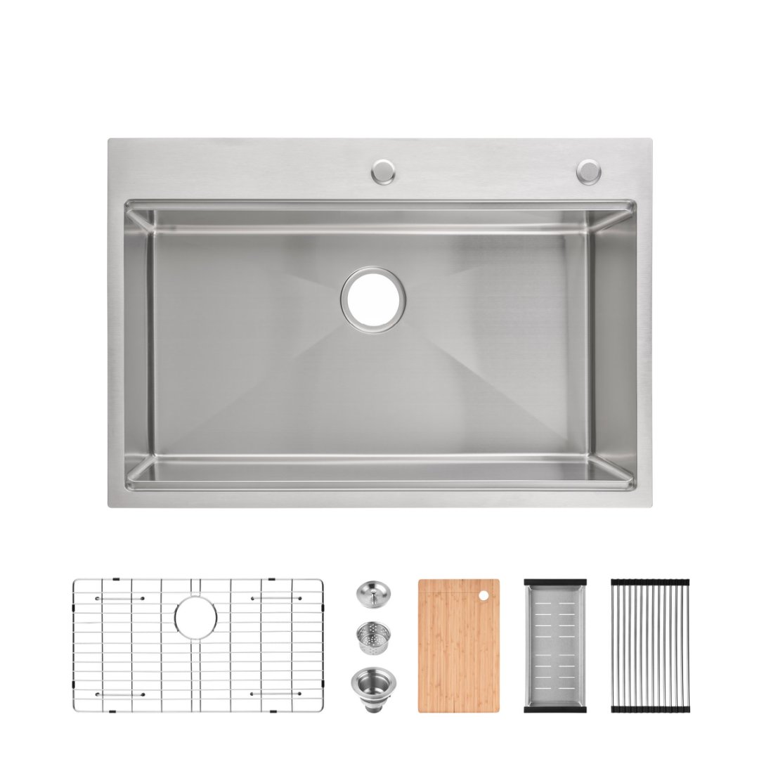 Stainless Steel Kitchen Sink Single Bowl Overmount