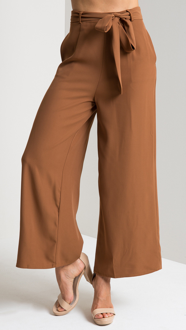 Title 7, Cropped trousers high waist strap wide leg pants