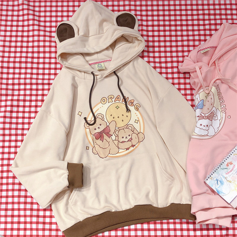 Spring And Autumn Thin Bunny Ears Hooded Long Sleeve Top
