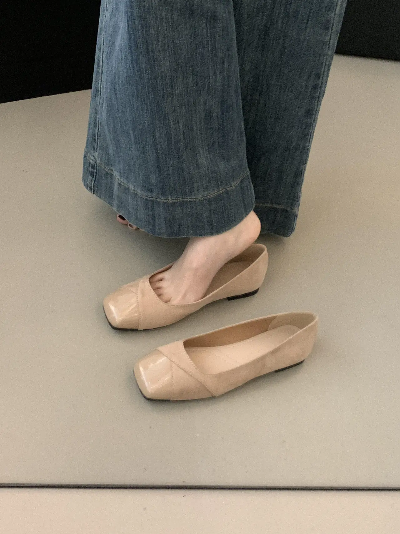 Women's French Stylish Square Toe Low Cut Flats, Chunky Heel & Flat Mary Janes To Match Dresses