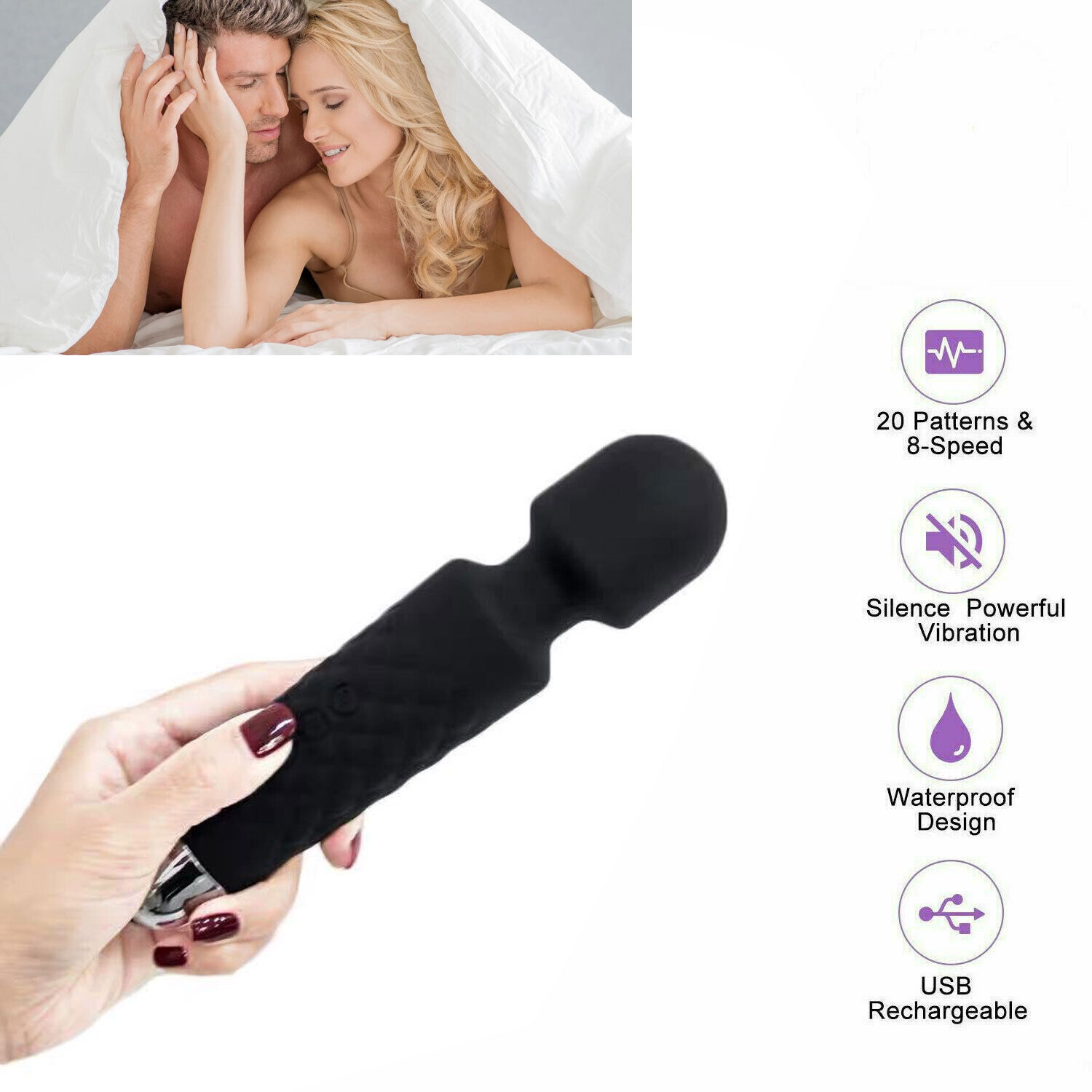 20 Speed Handheld Massager Wand Vibrating Massage Magic Full Body Therapy Motor