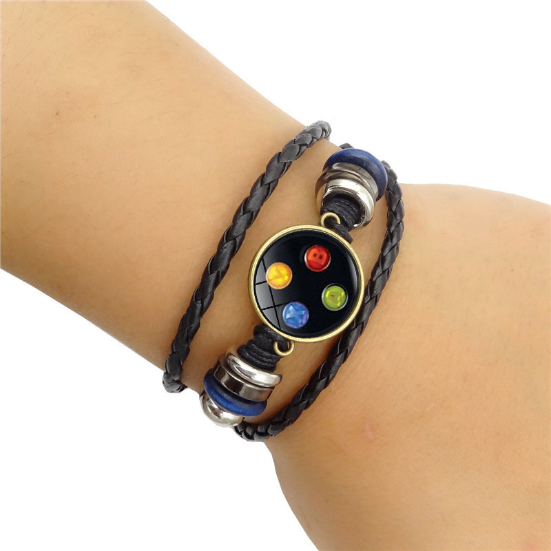 Game Controller Time Gem Braided Bracelet Retro Punk Style Handmade DIY Beaded Leather Bracelet