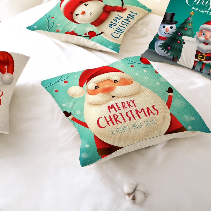 Fashionable Cartoon Pattern Christmas Pillowcase Comfortable Linen