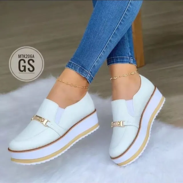 Slip On Flat Sneakers For Women Platform Shoes White - Shop at LoveMi