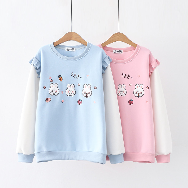 Women's Fashionable Embroidered Three Rabbit Strawberry Round Neck Long Sleeve… — image 1