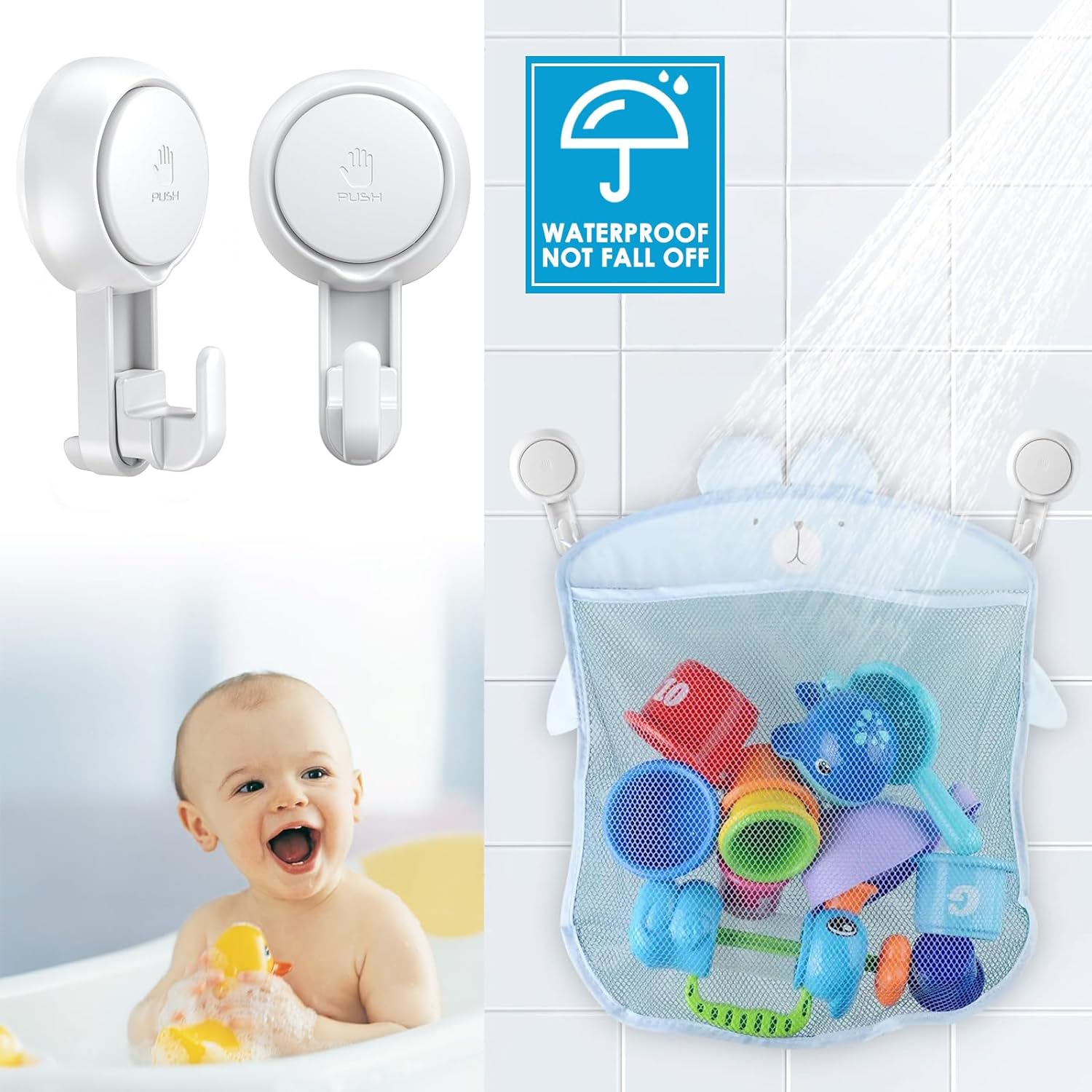 Suction Hooks Powerful Vacuum Suction Cup Hooks Heavy Duty For Shower Waterproof Suction Hanger For Bathroom Kitchen Towel, Robe, Loofah Removable And Reusable For Bags Coat  2 Pack