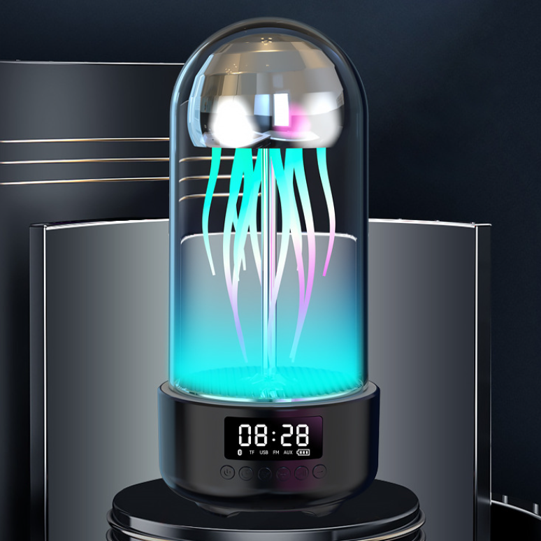 3in1 Colorful Jellyfish Lamp med Clock Luminous bærbar - Miniatyr 2