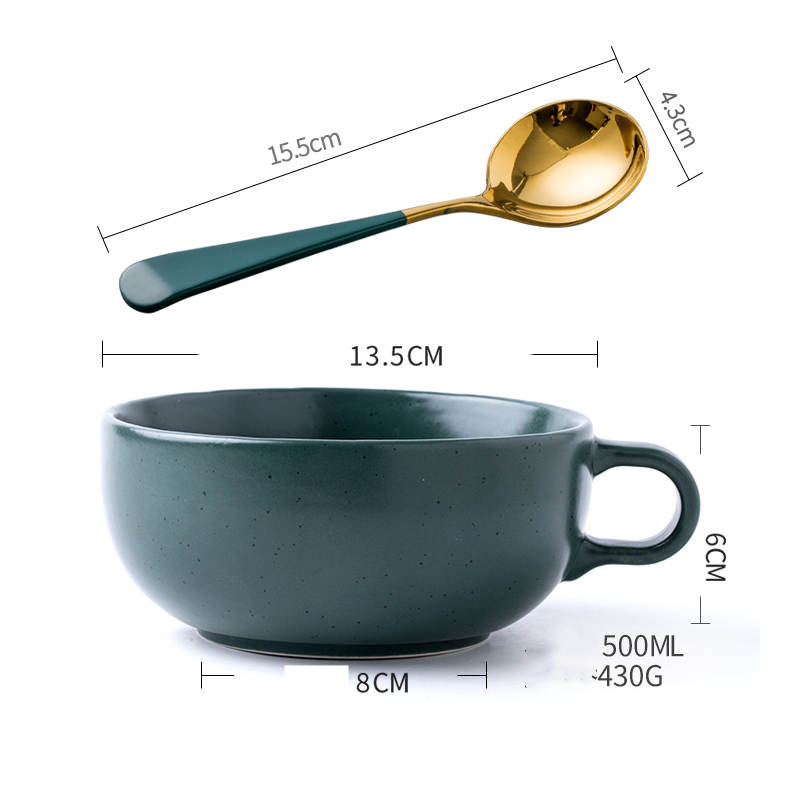 Breakfast cup green and spoon