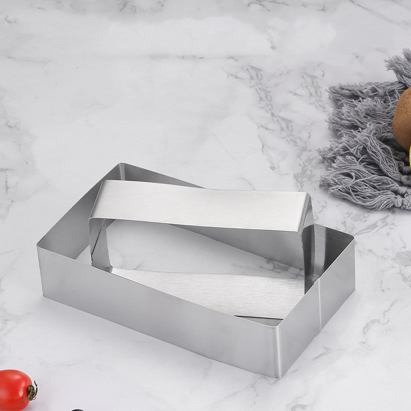 Baking Utensils Rectangular Stainless Steel Cake Mold Mousse Ring Cheese Cake Mold Three-piece Set