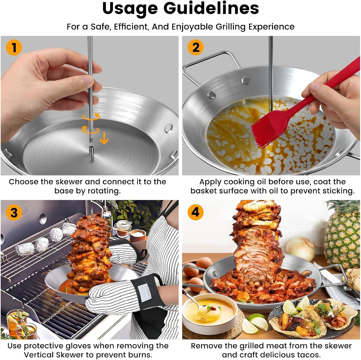 Al Pastor Skewer For Grill, Stainless Steel Vertical Brazilian5088 — image 2