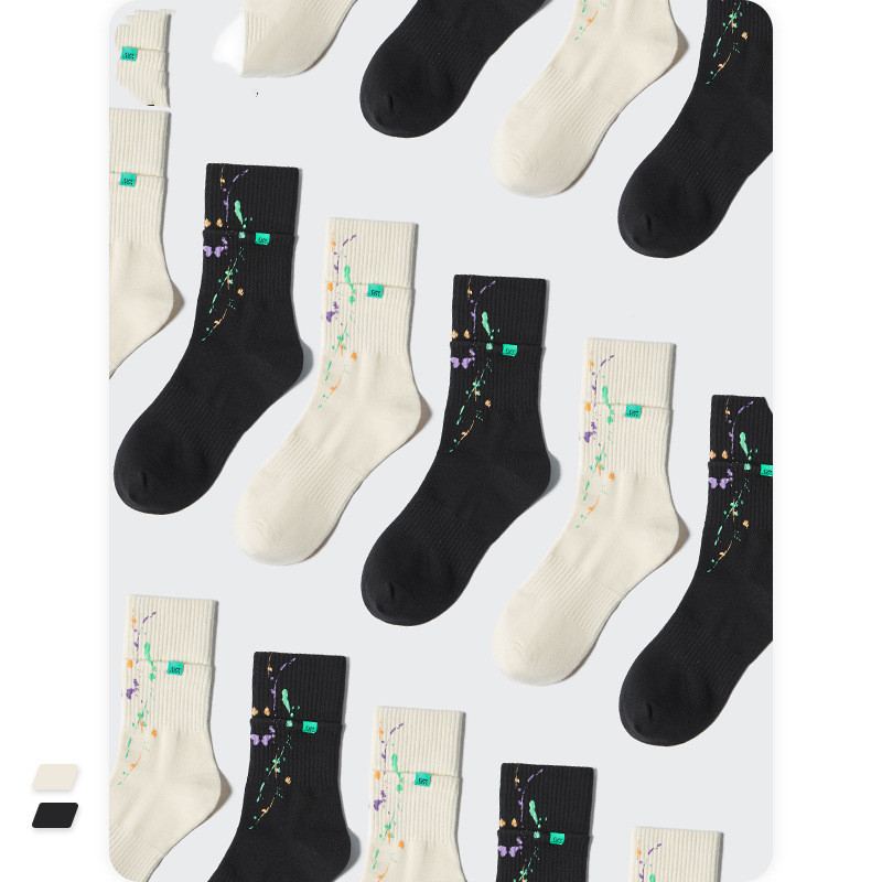 New Fake Two-layer Luminous Ink Splashing Sports Socks