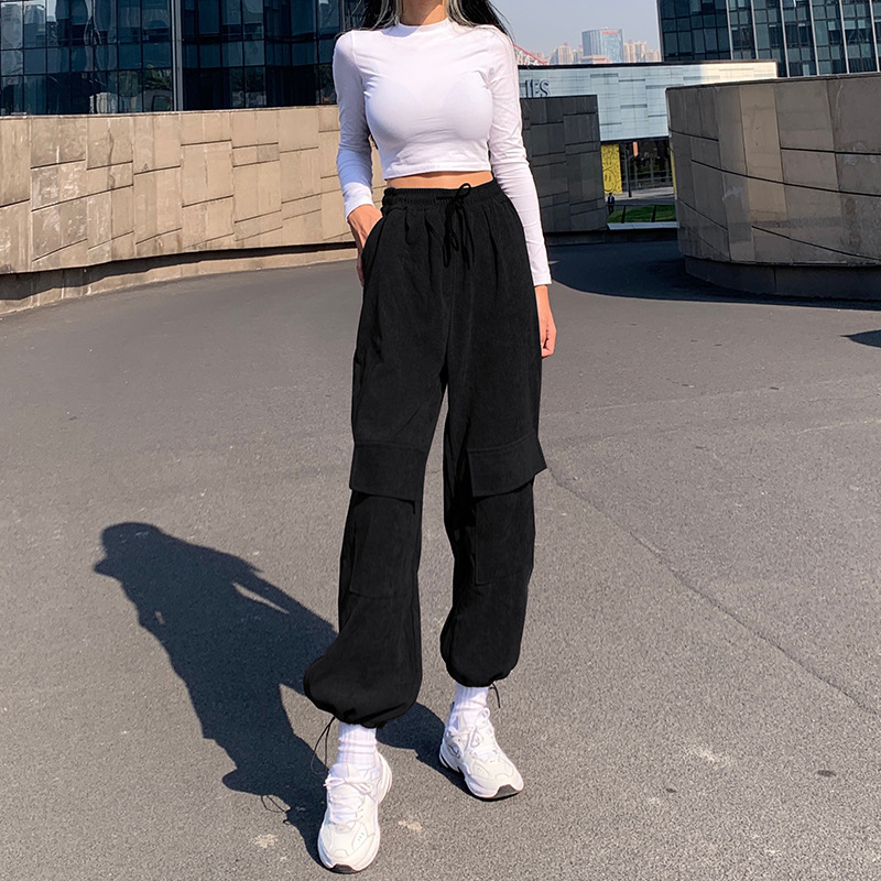 Street Large Pocket Design Corduroy Cargo Pants