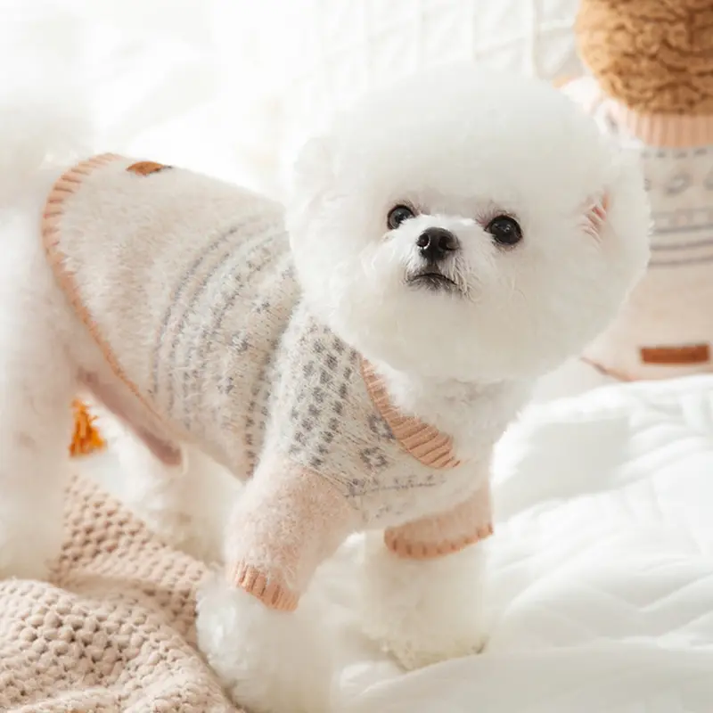 Little Dog Diamond-shaped Sweater For Warm Autumn And Winter, Thick Two-legged Cat And Teddy Bear Clothes For Small And Medium-sized Dogs