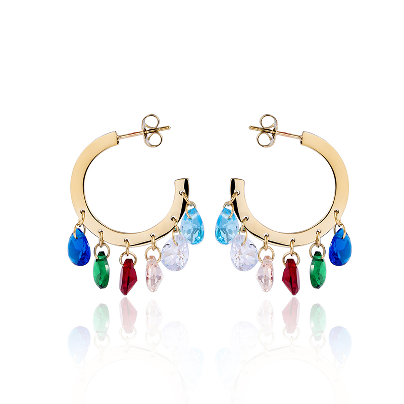 Title 5, Boucles doreilles ouvertes en zircon cristal s...