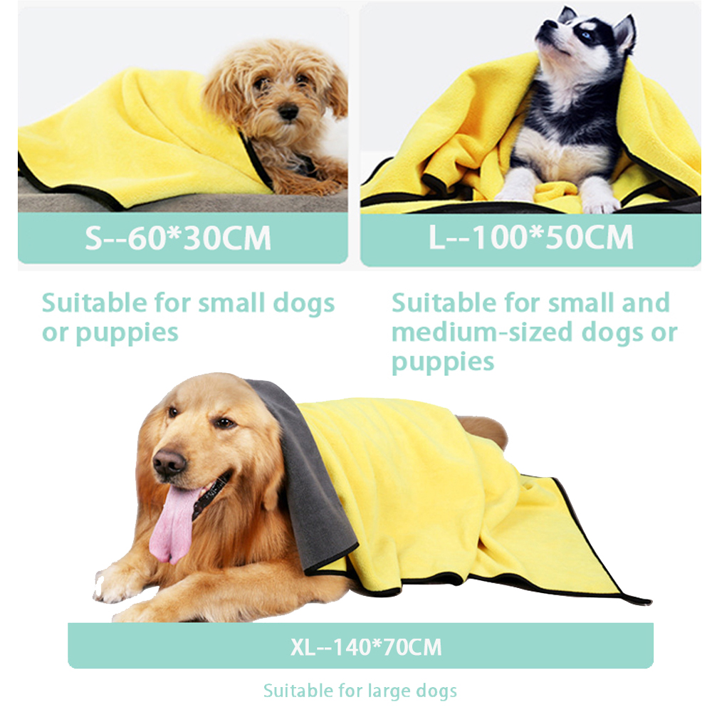 Dog towels for drying dogs, drying towel, dog bath towel, quick-drying pet dog and cat towels, soft fiber towels robe super absorbent quick drying soft microfiber pet towel for dogs, cats yellow