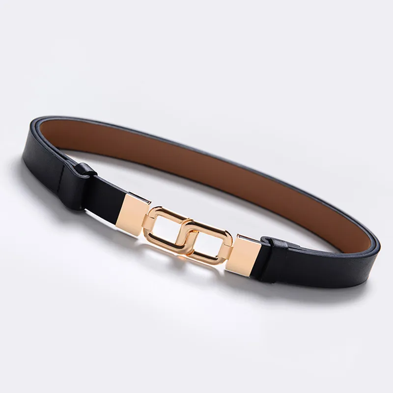 Women's Dress Sweater All-match PU Leather Belt Decoration - Black