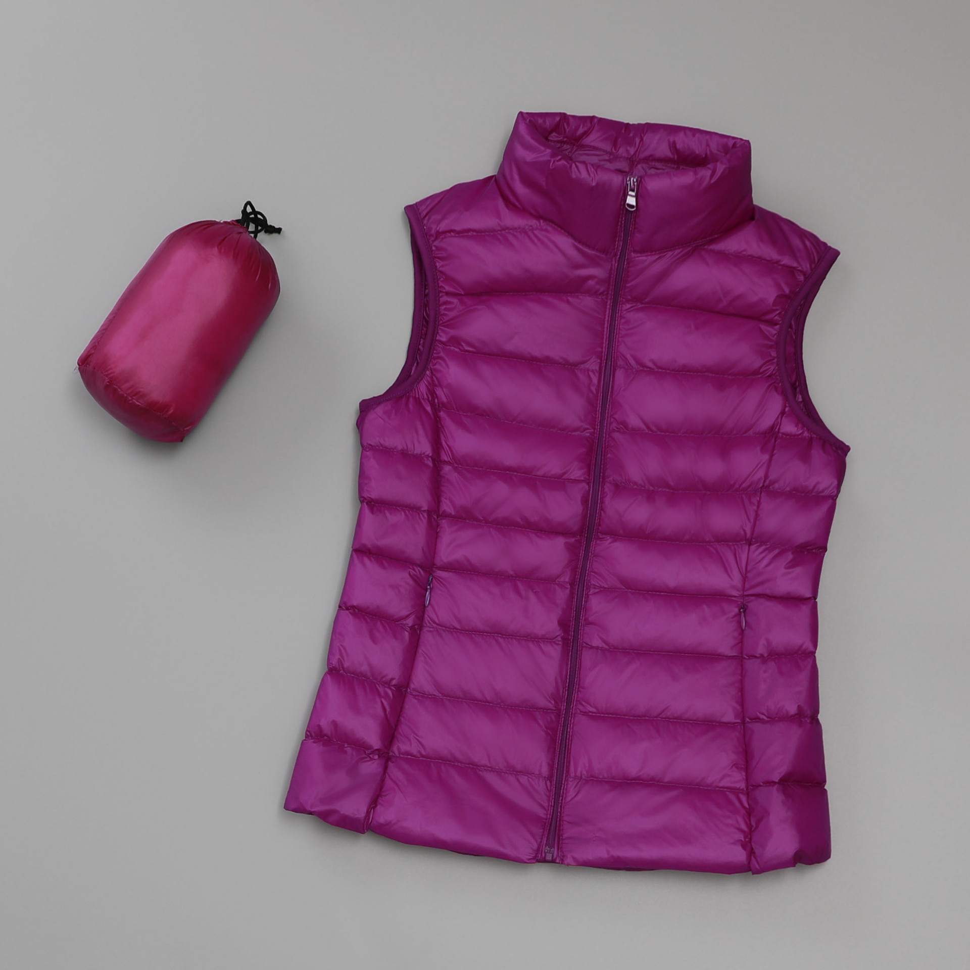 سترة نسائية خفيفة قابلة للنفخ بتصميم كوري وياقة واقفة قصيرة وخصر ضيق