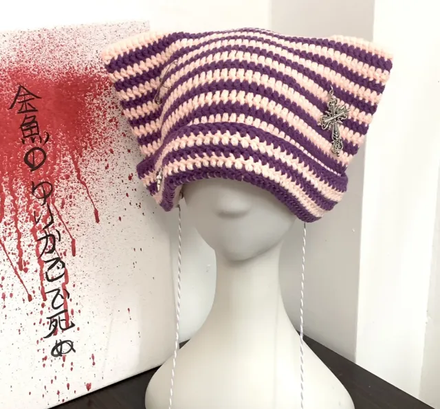 Fashion Hand woven Autumn And Winter Cat Ear Hat Ancient Dyeing Cat Cap - Shop at LoveMi