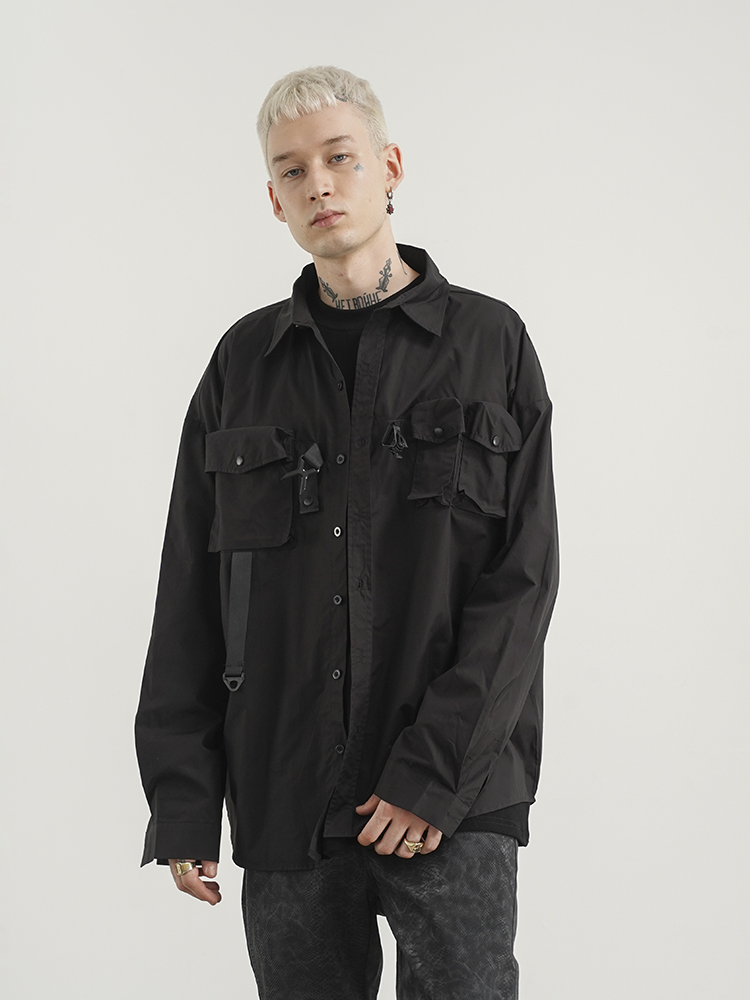 Three-dimensional Tailoring Multi-pocket Function Loose Shirt Jacket