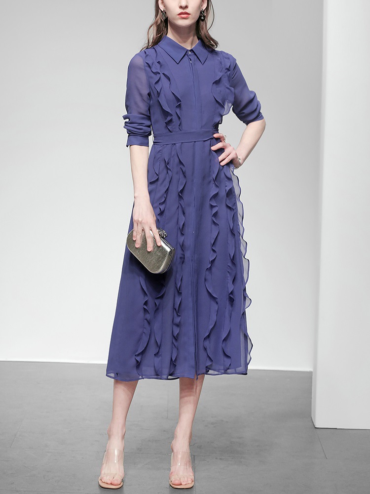 Fairy Temperament Shirt Skirt Long Sleeve Mid Length