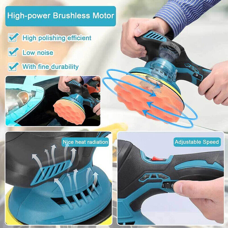 For 18V 6 Cordless Rotary Car Polisher Buffer Sander Polishing Q — image 9