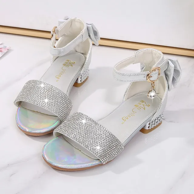 Girls Soft Sole Princess Shoes High Heel Sandals Silver - Shop at LoveMi