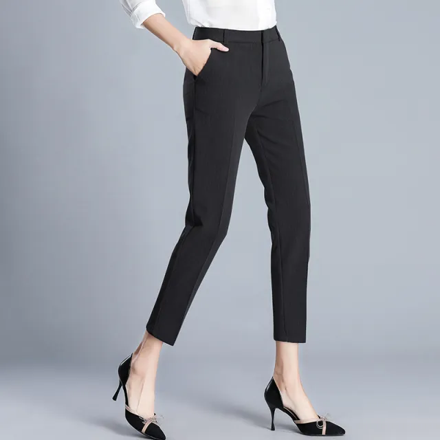 All Match Straight Cigarette Casual Cropped Trousers Black - Shop at LoveMi