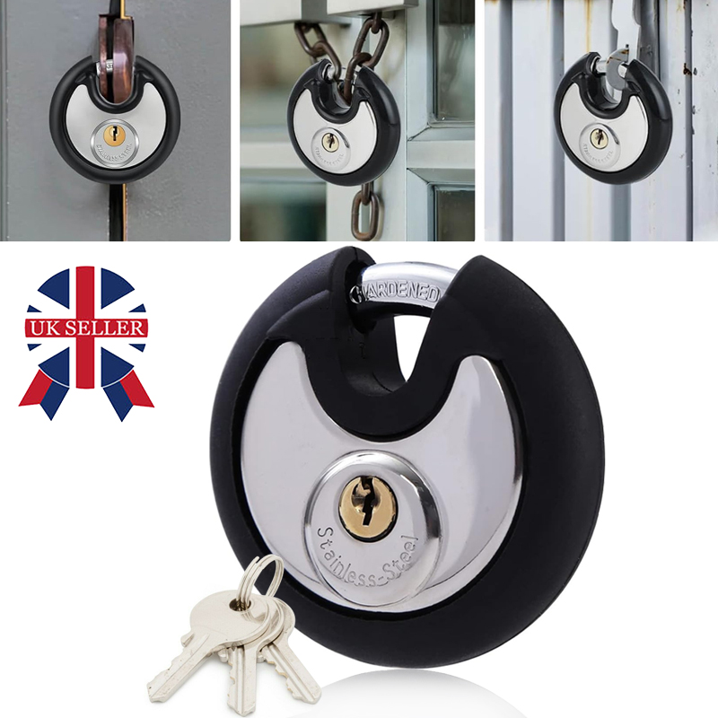 70 Mm Stainless Steel Heavy Duty Round Disc Padlock Secure Door Lock With Keys — image 6