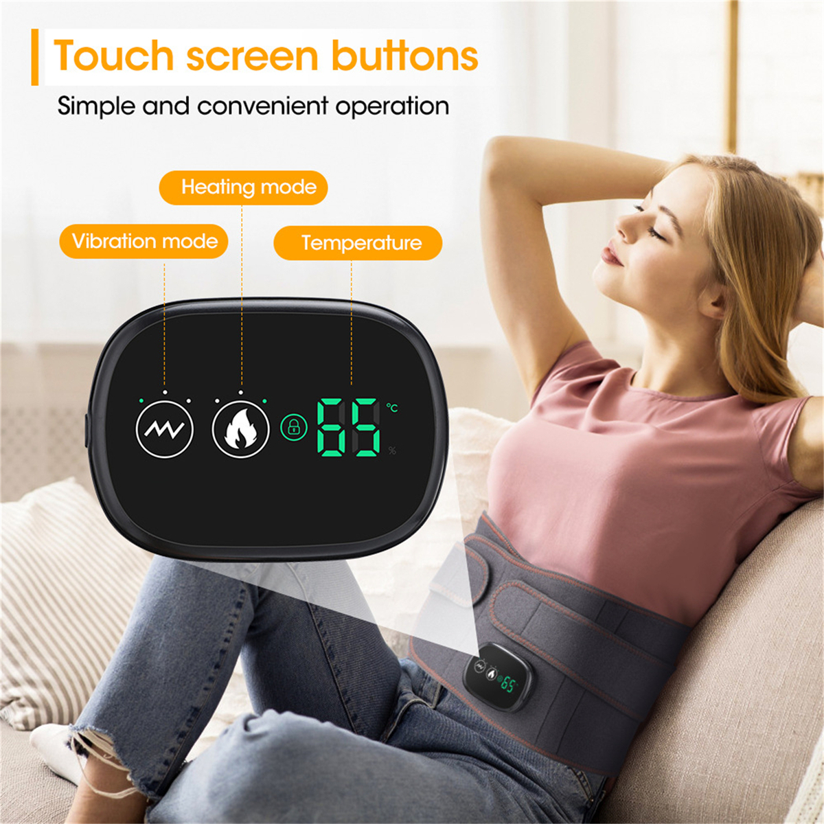 Electric Dual Infrared Light Heat Back Massager Waist Brace Lumbar Support Belt
