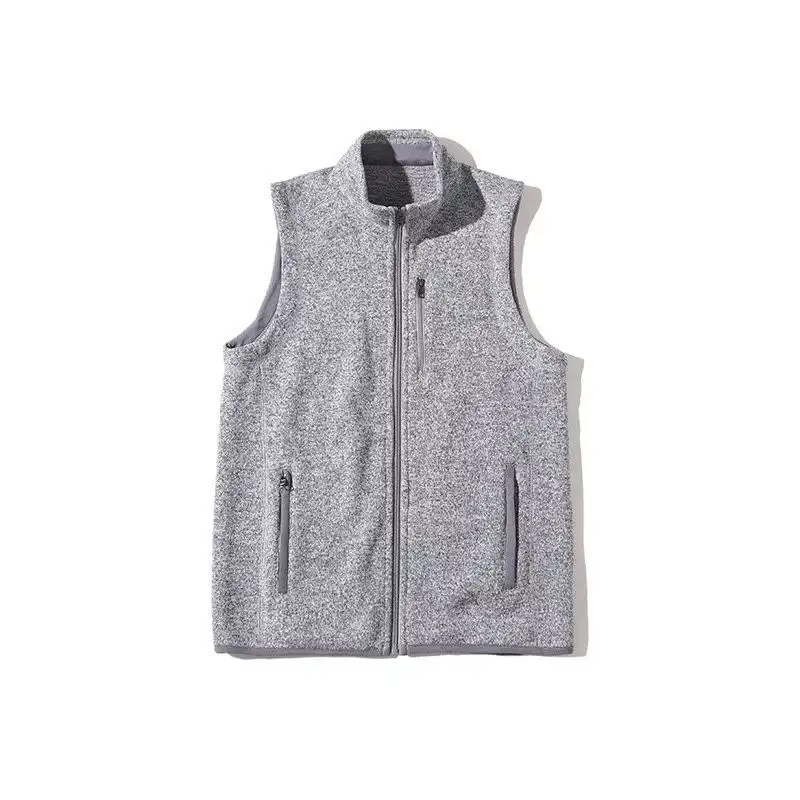 Men's Knit Fleece Vest, Full Zip Stand