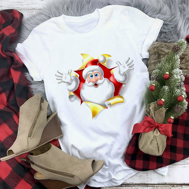 Title 15, Christmas Movie Print Crew Neck T-shirt Women