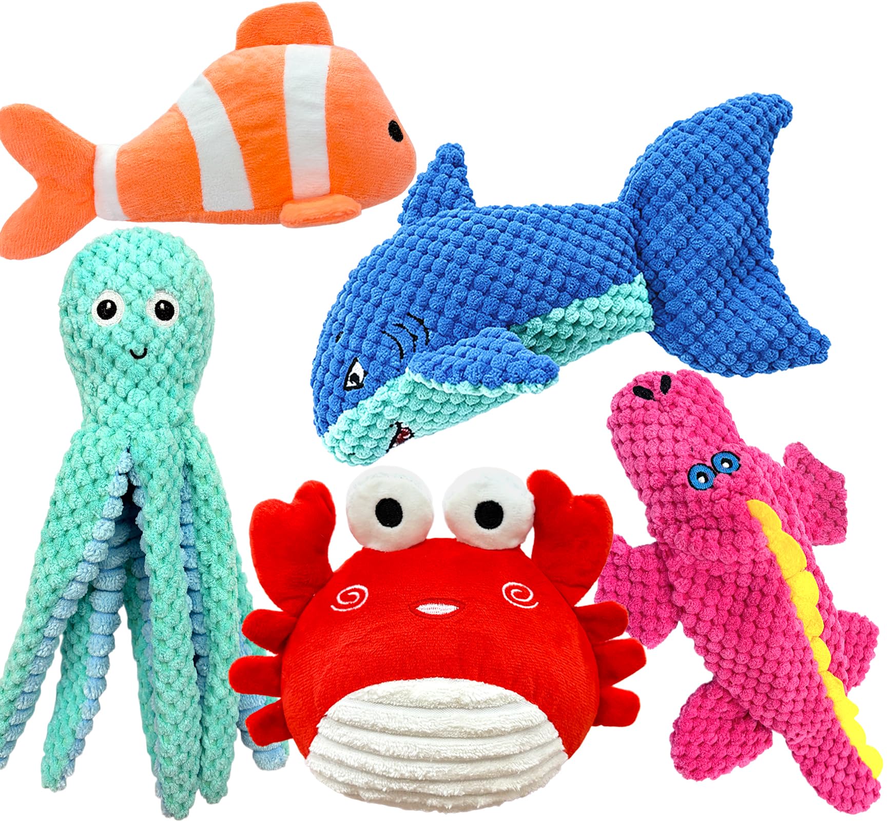 Dog Toys Squeaky Crinkle For Aggressive Chewers, Plush Puppy Toy 5 Pack Puppy Chew Toys For Teething, Tough Durable Stuffed Plush Dog Toy For Large Medium Small Breed To Keep Them Busy product image
