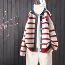 White Red Striped Blue Border
