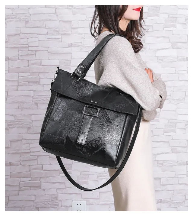 Fashion Large capacity Tote Bag, Retro Trendy One shoulder Messenger Bag Black - Shop at LoveMi