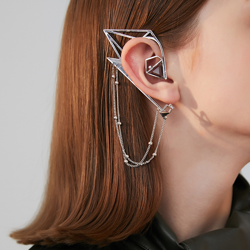 Female Geometric Element Earrings Cold Wind Long Earrings